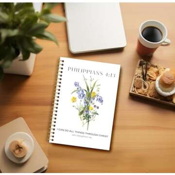 Guymn Christian Bible Notebook Journal - Christian Spiral Journal Notebook, Inspirational Notebooks, Bible Journal, Bible Notebook, 5.5×8.3 Prayer Journal for Women, 164 Pages