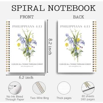 Guymn Christian Bible Notebook Journal - Christian Spiral Journal Notebook, Inspirational Notebooks, Bible Journal, Bible Notebook, 5.5×8.3 Prayer Journal for Women, 164 Pages