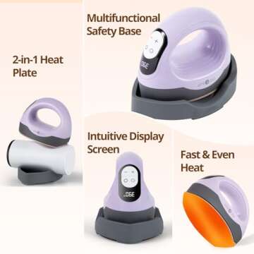 HTVRONT Mini Heat Press - 3 in 1 Heat Press Machine for T-Shirts Hats Mugs with Larger Flat Curved P...