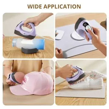 HTVRONT Mini Heat Press - 3 in 1 Heat Press Machine for T-Shirts Hats Mugs with Larger Flat Curved Plate, Customized Temp&Time, Digital Display, Memory Function and Insulated Base (Lavender Purple)