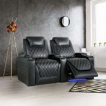 Valencia Oslo Home Theater Seating | Premium Top Grain Italian Nappa 11000 Leather, Power Recliner, ...