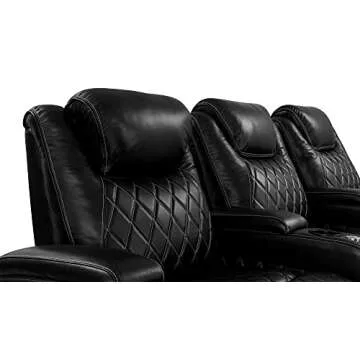 Valencia Oslo Home Theater Seating | Premium Top Grain Italian Nappa 11000 Leather, Power Recliner, Power Headrest, LED Lighting (Row of 2, Black)