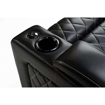 Valencia Oslo Home Theater Seating | Premium Top Grain Italian Nappa 11000 Leather, Power Recliner, Power Headrest, LED Lighting (Row of 2, Black)