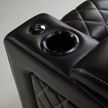 Valencia Oslo Home Theater Seating | Premium Top Grain Italian Nappa 11000 Leather, Power Recliner, Power Headrest, LED Lighting (Row of 2, Black)