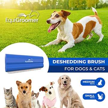 EasyGroomer Deshedding Brush for Dogs Cats | Blue | Undercoat Tool for Large and Small Pets | Comb R...