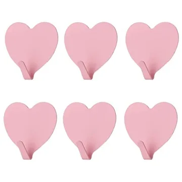 Stylish Heart Shaped Wall Hooks - 6 Pack for Decor and Organization