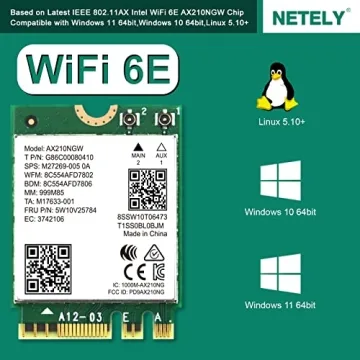 NETELY WiFi 6E AX210NGW Adapter with Bluetooth 5.2