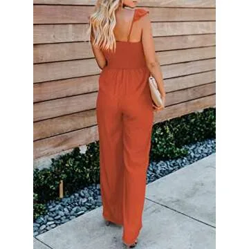 Trendy Women's Ruffled Wide Leg Jumpsuit - BLENCOT