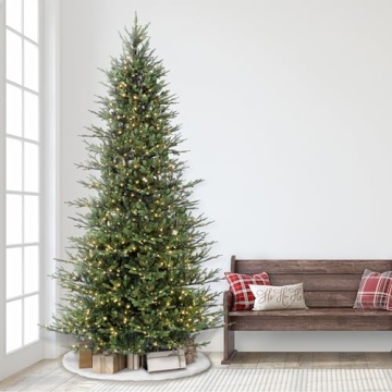 Puleo International 9 Foot Pre-Lit Slim Balsam Fir Artificial Christmas Tree with 800 Clear Lights
