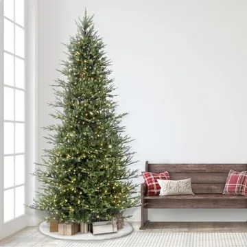 Puleo International 9 Foot Pre-Lit Slim Balsam Fir Artificial Christmas Tree with 800 Clear Lights