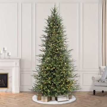 Puleo International 9 Foot Pre-Lit Slim Balsam Fir Artificial Christmas Tree with 800 Clear Lights
