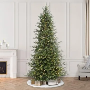 Puleo International 9 Foot Pre-Lit Slim Balsam Fir Artificial Christmas Tree with 800 Clear Lights
