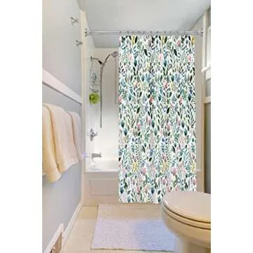 Splash Home Sia Floral Design Polyester Shower Curtain, for Bathroom and Bathtub Curtains, Lightweight Washable Cloth & Water-Resistant, 70W x 72H Inch