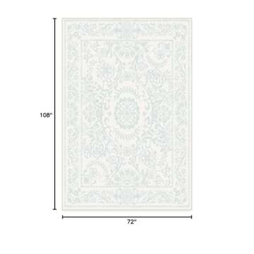RUGGABLE Washable 6x9 Area Rug, Delphina Powder Blue, Premium Rugs for Living Room, Bedroom, Kitchen, Office, Classroom with Gripper Non Slip Pad