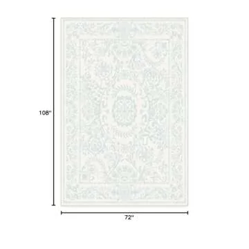 RUGGABLE Washable 6x9 Area Rug, Delphina Powder Blue, Premium Rugs for Living Room, Bedroom, Kitchen, Office, Classroom with Gripper Non Slip Pad