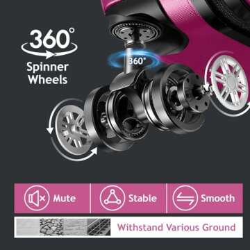 Karl home Luggage Set of 3 Hardside Carry on Suitcase Sets with Spinner Wheels & TSA lock, Portable Lightweight ABS Luggages for Travel, Business - Pink (20/24/28)