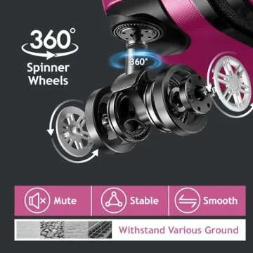 Karl home Luggage Set of 3 Hardside Carry on Suitcase Sets with Spinner Wheels & TSA lock, Portable Lightweight ABS Luggages for Travel, Business - Pink (20/24/28)