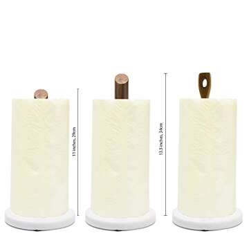 Paper Towel Holders- Marble Base 6" and Acacia Wood Stand 12" H-Heavy Solid Stable Natural -Home Cou...
