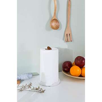 Paper Towel Holders- Marble Base 6" and Acacia Wood Stand 12" H-Heavy Solid Stable Natural -Home Countertop Organization-Kitchen Dinning Storage…