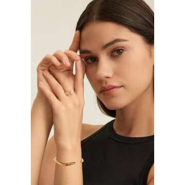 ENSKEFEN Wave Gold Cuff Bracelets for Women Trendy Irregular Gold Bangle Bracelets Adjustable Open Cuff Bangles Minimalist Arm Cuffs