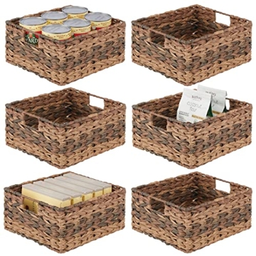 mDesign Woven Plastic Storage Bins - 6 Pack Organizational Solution