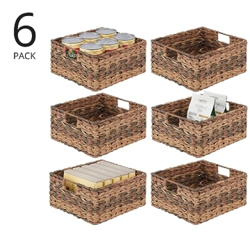 mDesign Woven Plastic Storage Bins - 6 Pack Organizational Solution