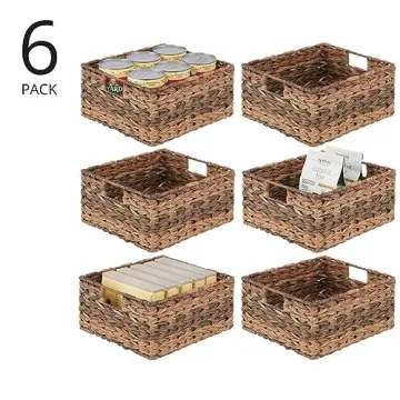 mDesign Woven Plastic Storage Bins - 6 Pack Organizational Solution