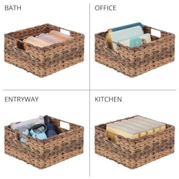 mDesign Woven Plastic Storage Bins - 6 Pack Organizational Solution