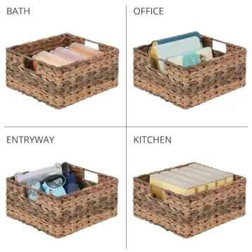 mDesign Woven Plastic Storage Bins - 6 Pack Organizational Solution