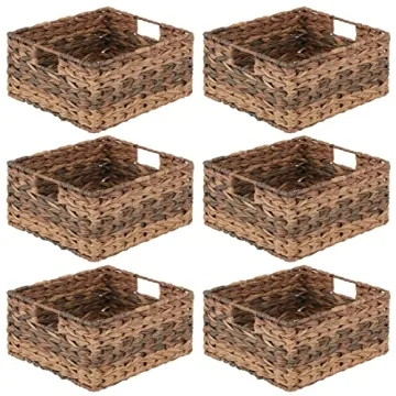 mDesign Woven Plastic Storage Bins - 6 Pack Organizational Solution