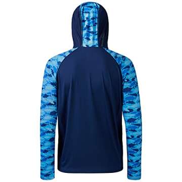 BASSDASH Men’s UPF 50 Performance Fishing Shirt Cooling Hoodie Camo Long Sleeve FS17M