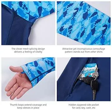 BASSDASH Men’s UPF 50 Performance Fishing Shirt Cooling Hoodie Camo Long Sleeve FS17M