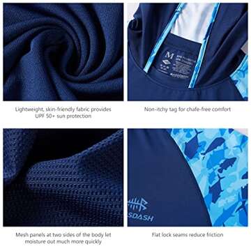 BASSDASH Men’s UPF 50 Performance Fishing Shirt Cooling Hoodie Camo Long Sleeve FS17M