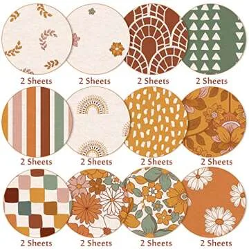 Whaline 24Pcs Double-Sided Floral Craft Paper Set
