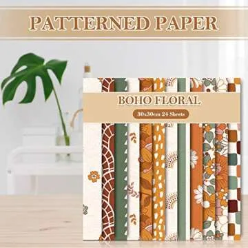 Whaline 24Pcs Double-Sided Floral Craft Paper Set
