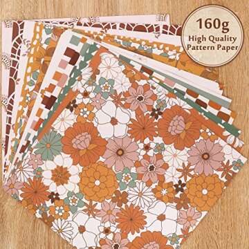 Whaline 24Pcs Double-Sided Floral Craft Paper Set