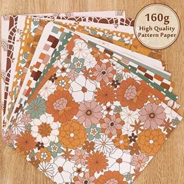 Whaline 24Pcs Double-Sided Floral Craft Paper Set