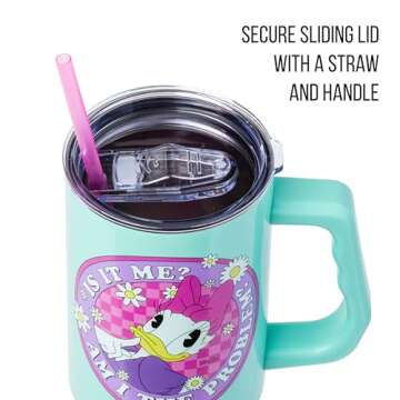 Stylish Disney Daisy Duck 40oz Stainless Steel Tumbler with Handle and Straw