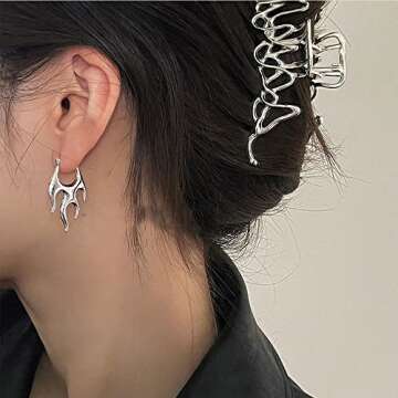 Punk Flame Hoop Earrings for Women - Hypoallergenic & Stylish