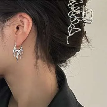 Punk Flame Hoop Earrings for Women - Hypoallergenic & Stylish