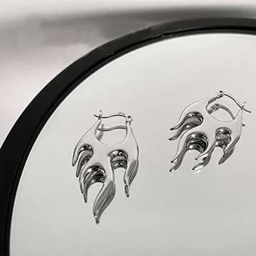 Punk Flame Hoop Earrings for Women - Hypoallergenic & Stylish