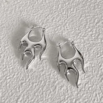 Punk Flame Hoop Earrings for Women - Hypoallergenic & Stylish