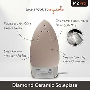 Oliso M2 Mini Project Steam Iron with Solemate - for Sewing, Quilting, Crafting, and Travel | 1000 Watt Dual Voltage Ceramic Soleplate Steam Iron, Yellow