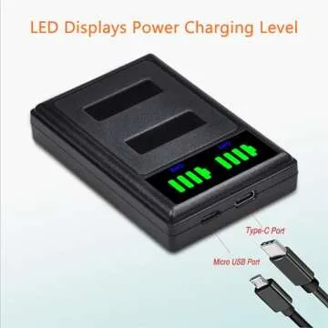 Pickle Power NP-BX1 Battery and LED Dual Charger for Sony Cyber-Shot RX1, RX1R II, DSC-RX100 (II/III/IV/V/VA/VI), ZV-1, ZV-1 II and DSC-HX80, HX90V, HX95, HX99, FDR-X3000, HDR-AS50