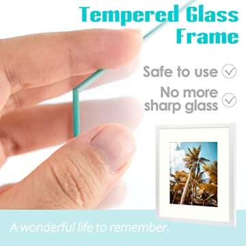 Frametory, 16x20 Picture Frame with Mat for 11x14 Picture- - High Definition Glass Wide Molding - Preinstalled Wall Mounting Hardware (White, 2 Pack)