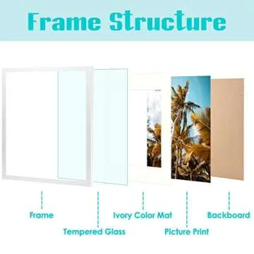 Frametory, 16x20 Picture Frame with Mat for 11x14 Picture- - High Definition Glass Wide Molding - Preinstalled Wall Mounting Hardware (White, 2 Pack)