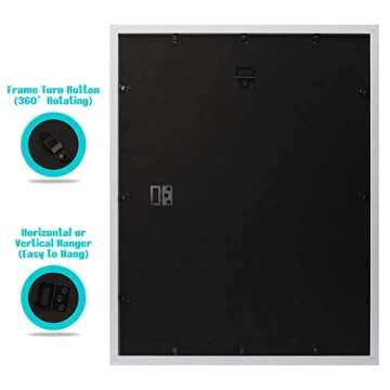 Frametory, 16x20 Picture Frame with Mat for 11x14 Picture- - High Definition Glass Wide Molding - Preinstalled Wall Mounting Hardware (White, 2 Pack)