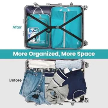 Cambond Compression Packing Cubes for Travel Women - 6 Set Packing Cubes for Travel Compression, Luggage Organizers Compression Cubes for Carry on Suitcases with Shoe Bag and Makeup Bag, Lake Blue