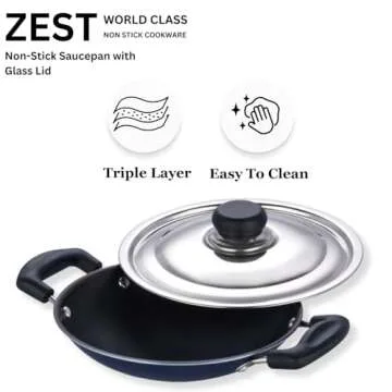 Buy Non Stick Appam Pan with Lid - Black, 215mm by Vinod