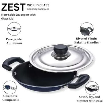 Buy Non Stick Appam Pan with Lid - Black, 215mm by Vinod